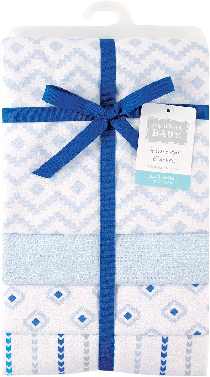 Hudson Baby Unisex Baby Cotton Flannel Receiving Blankets, Boy Modern, One Size - Image 2