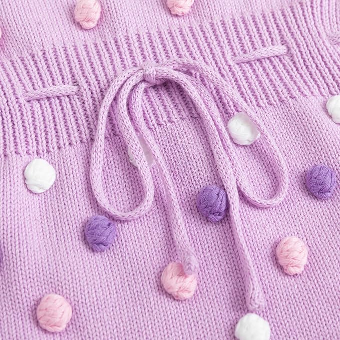 Simplee kids Baby Girl Romper, Sleeveless Pompoms Square Neck | Soft Breathable - Image 5