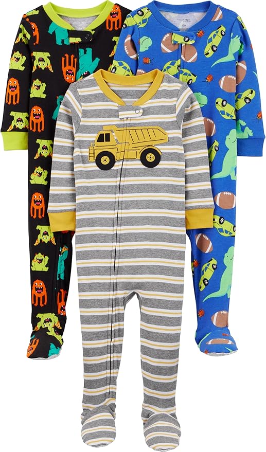 Simple Joys by Carter's Baby Boys 3 pack Snug Fit Footed Cotton Pajamas by SimpleJoysbyCarters
