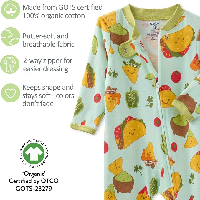 Butterblu Scout Sleep & Play 100% Organic Cotton Footed Zip Front PJs | GOTS - Image 6