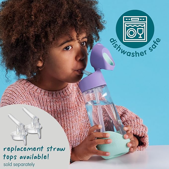 b.box Kids Water Bottle – 20oz Tritan Toddler Drink Bottle with Straw for School, Daycare, Travel w/Easy-Grip Triangular Design, Leak Proof Lid & Handle, BPA Free, Dishwasher Safe (Emerald Forest)