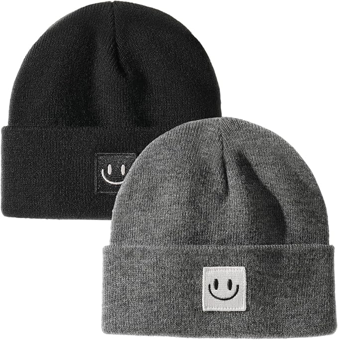 FURTALK Baby Beanie Cute Toddler Winter Hat Knit Boys Girls Warm 2 Pack Kids Embroidered Beanies Cap for 0-8 Years