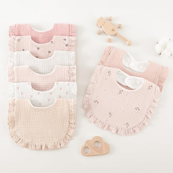 Bearmoss 8 Pack Muslin Baby Bibs - Image 6