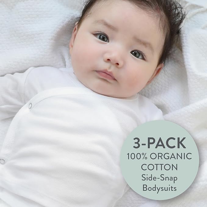 HonestBaby Baby 3-pack Long Sleeve Side-snap Kimono Bodysuits Organic Cotton - Image 2