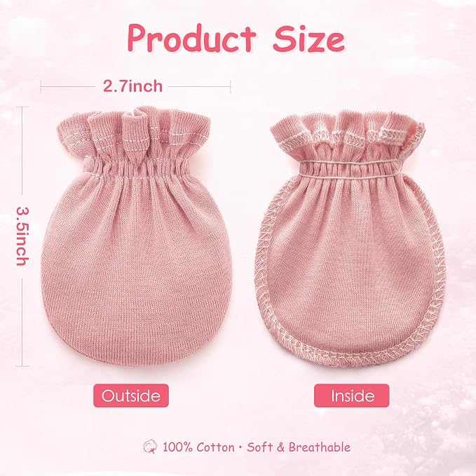 Pro Goleem Newborn Baby Mittens 100% Cotton No Scratch Soft Breathable Gloves - Image 5