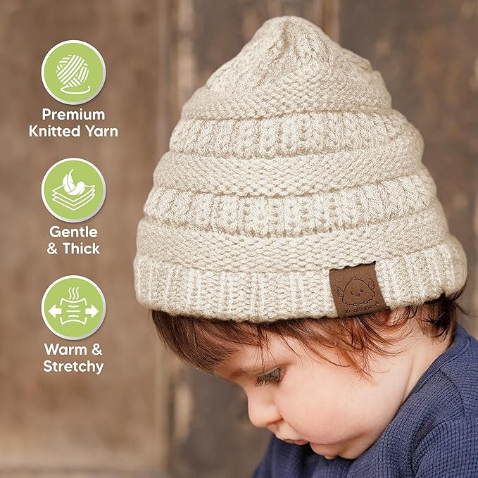 3-Pack Baby Beanies for Boys, Girls - Stretchy Knit Baby Hats, Cute Newborn & Toddler Winter Hat, Soft & Warm Infant Beanie 6-36 Months (Gust, M)