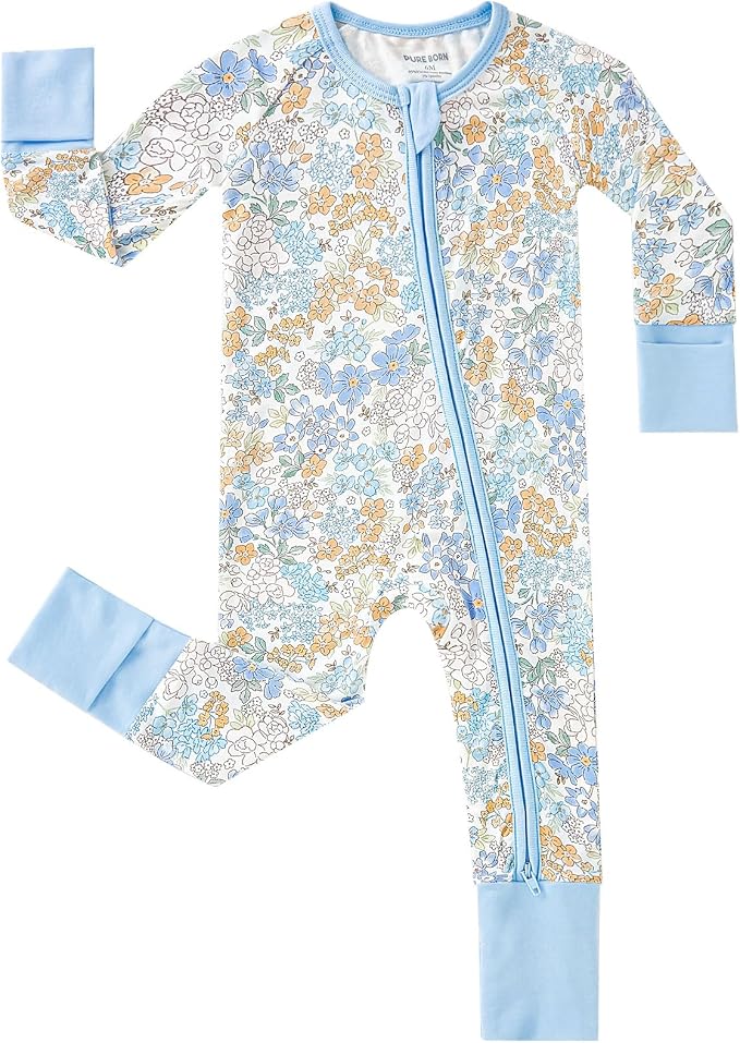 pureborn Baby Sleeper Viscose from Bamboo Zipper Footies Pjs 0-24 Months | by pureborn