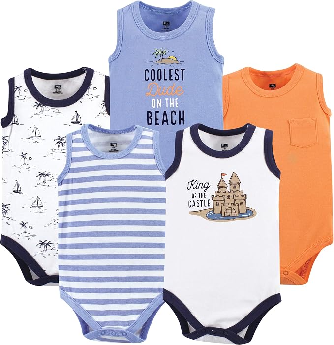 Hudson Baby Unisex Baby Cotton Sleeveless Bodysuits - Image 2