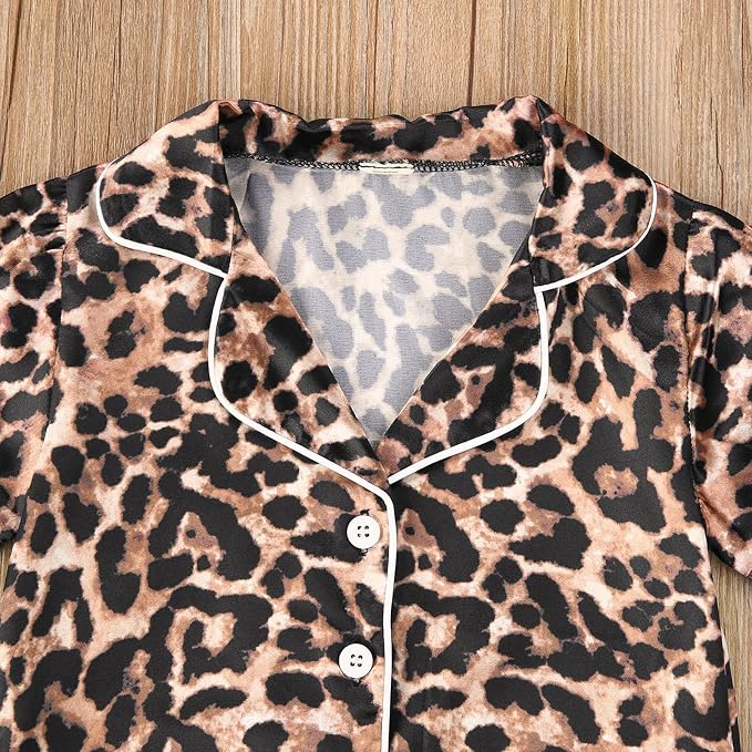 Kids Baby Girl Boy Satin Pajamas Set Button Down Sleep Shirt Top+Long Pants - Image 4