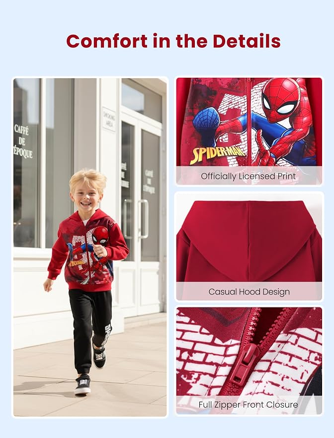 Marvel Zipper Hoodie Spiderman Hood Sweatshirt Hulk Cardigan Boy Girl 2-12Y | - Image 4
