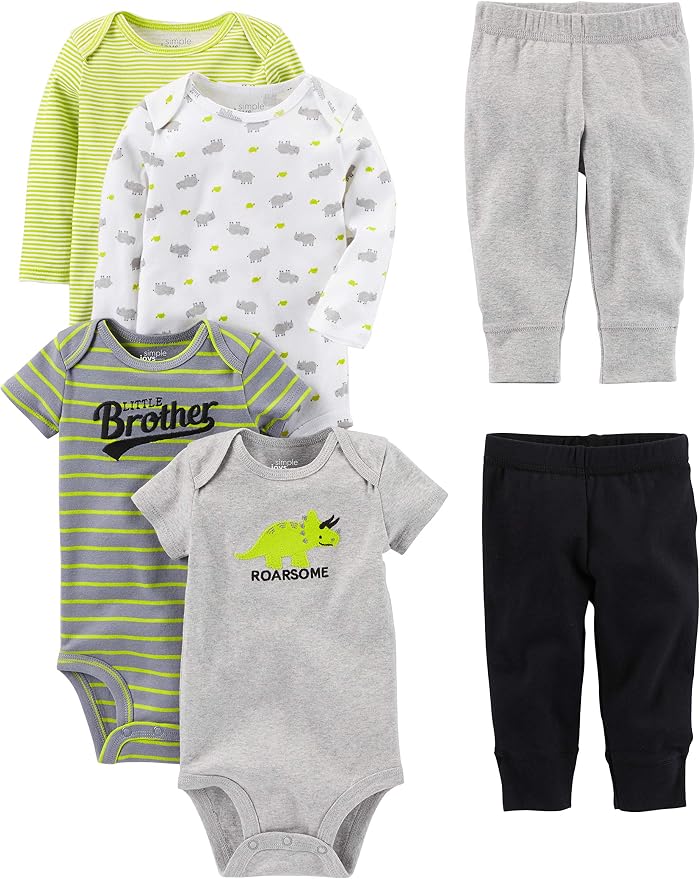 Simple Joys by Carter's Baby 6-piece Bodysuits and Pants Set - Image 3
