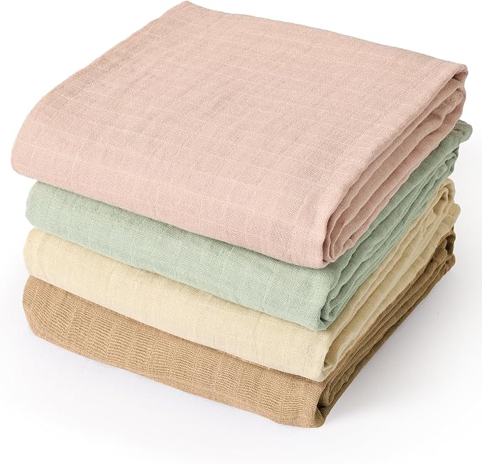 david's kids 4 Pack Baby Muslin Swaddle Blankets 47" x 47", 100% Cotton Swaddle by davidskids