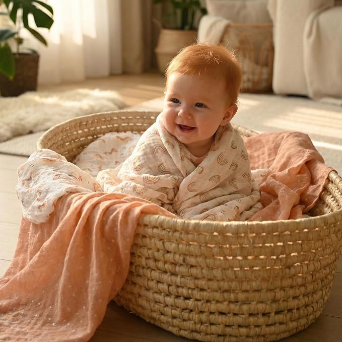 Muslin Swaddle Blankets for Newborn, Cotton Receiving Blanket | 4 Pack 100% - Image 8