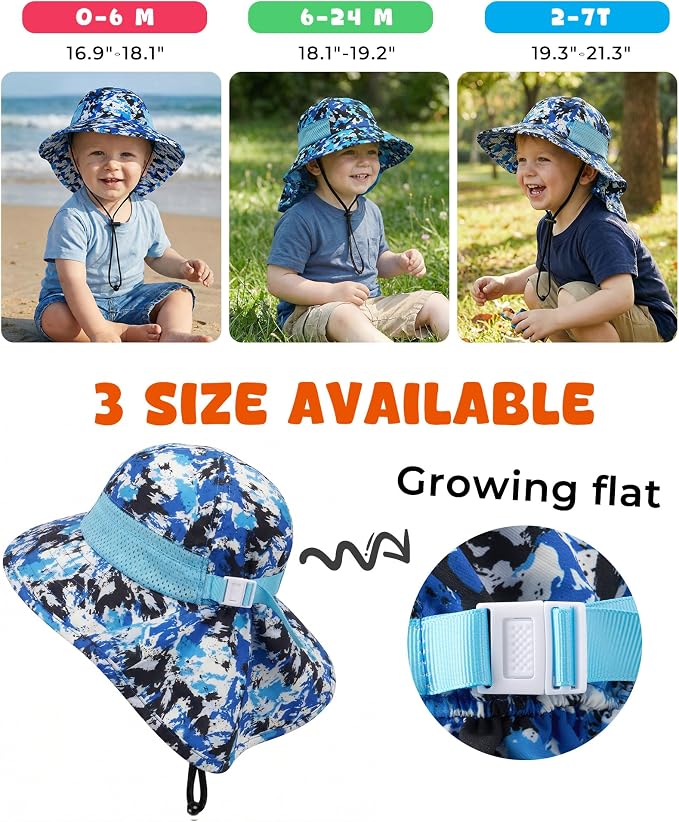 Toddler Baby Sun Hat Kids Summer Beach Essentials Adjustable Beach Hats - Image 4