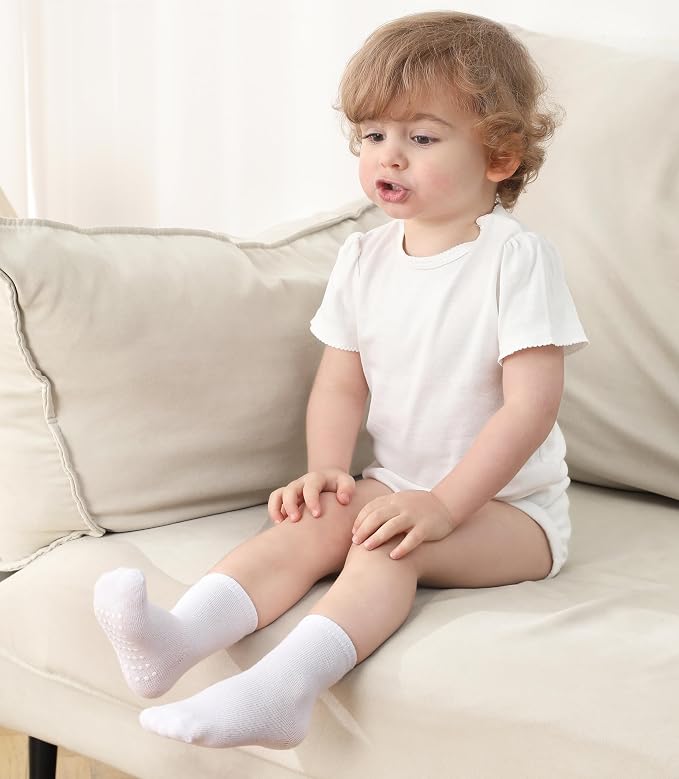 Baby Toddlers Crew Socks with Non-Slip Grip 12 Pack Cotton Stretch Socks | Soft - Image 2