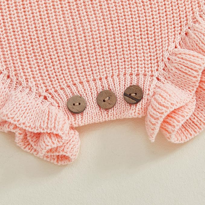 Mubineo Baby Girl Fall Winter Clothes Basic Plain Cute Sweater Romper Outfit - Image 7