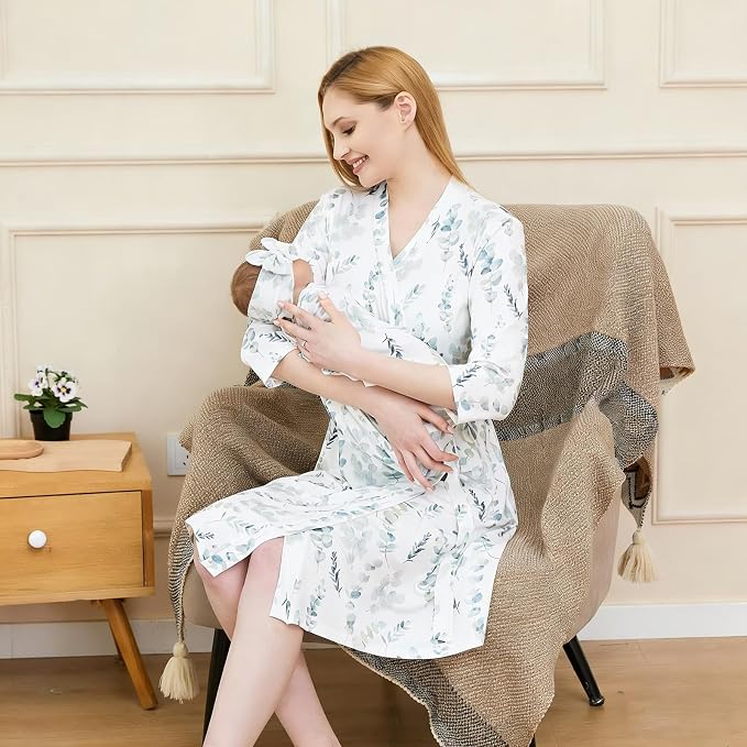Galabloomer Maternity Robe and Receiving Blanket, Matching Mommy Labor Robe | - Image 2