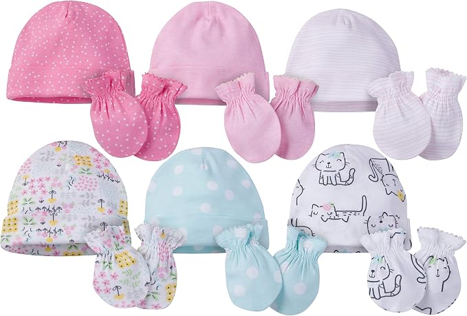 Onesies Brand Baby 12 Piece Cap and Mitten Set | Six cotton caps and six mitten by OnesiesBrand