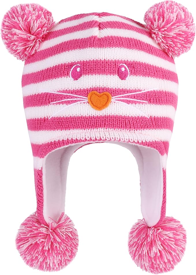 LANGZHEN Toddler Kids Infant Winter Hat,Earflap Knit Warm Cap Fleece Lined Beanie for Baby Boys Girls