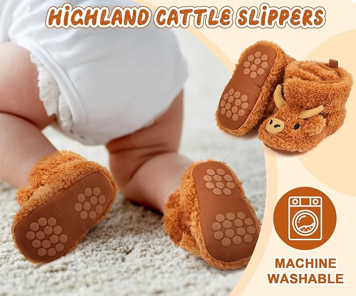 Highland Cow Baby Booties | Newborn Shoes, Infant Slippers, Unisex Styling - Image 2