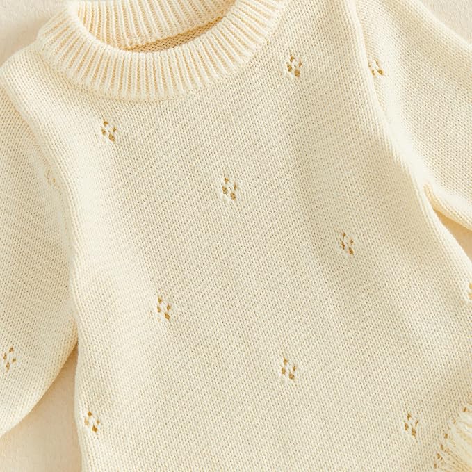 Mubineo Baby Girl Fall Winter Clothes Basic Plain Cute Sweater Romper Outfit - Image 8