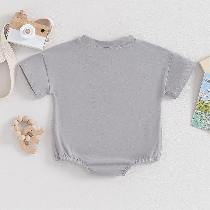 Baby Boy Girl Bubble Romper Infant Plain Oversize T-shirt Bodysuit - Image 2