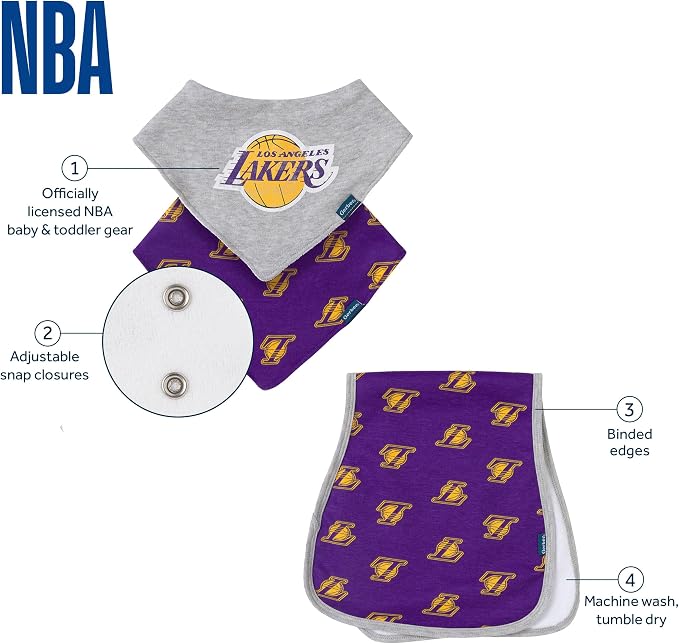 Gerber Baby NBA Bandana Bib and Burp Cloth Set - Image 6