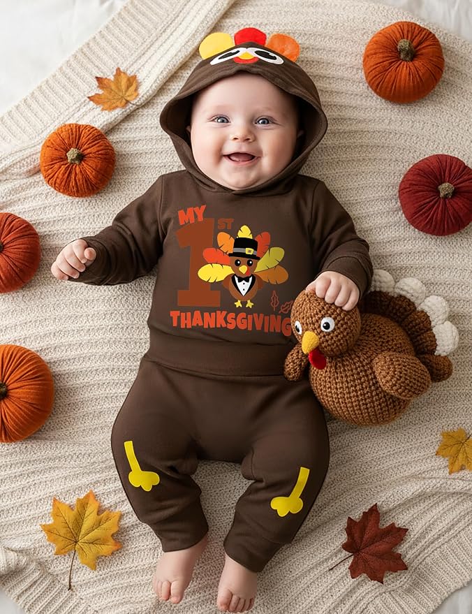 Fommy Newborn Baby Boy Clothes Plaid Letter Print Long Sleeve Hoodies + Long - Image 2