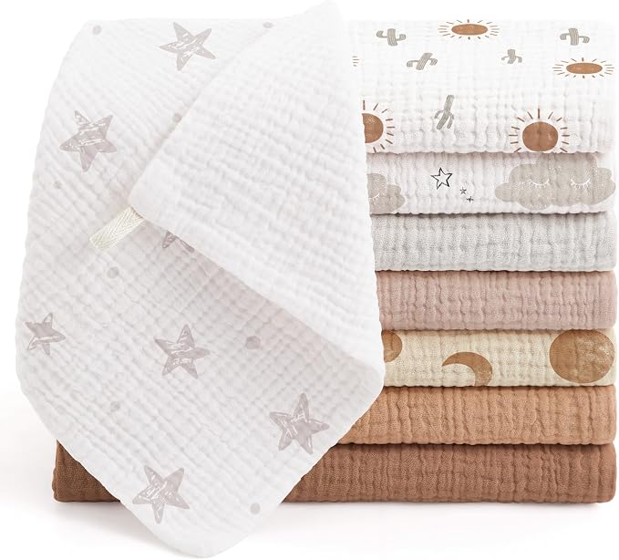 Bearmoss Muslin Burp Cloths 100% Cotton Cloths Baby Burp Cloths Muslin by Bearmoss