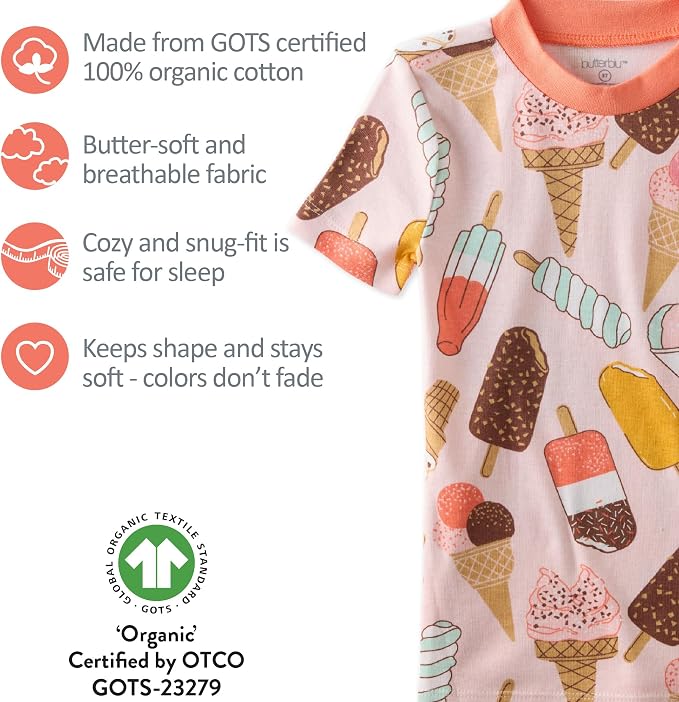 Butterblu Shade Snug-fit 2-Piece Short Sleeve PJs 100% Organic Cotton - Image 5