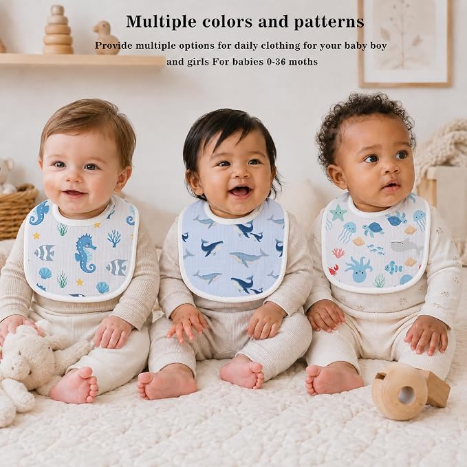 Baby Bibs for Baby Boys Girls 6-Pack - Image 6