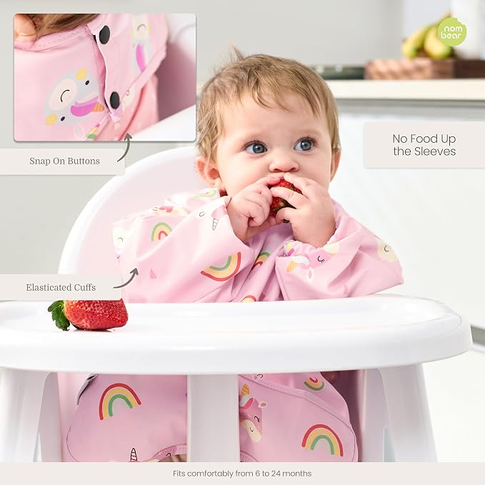 Waterproof Smock Baby Bibs for Eating | Long Sleeve Bib for Baby Led Weaning - Image 6