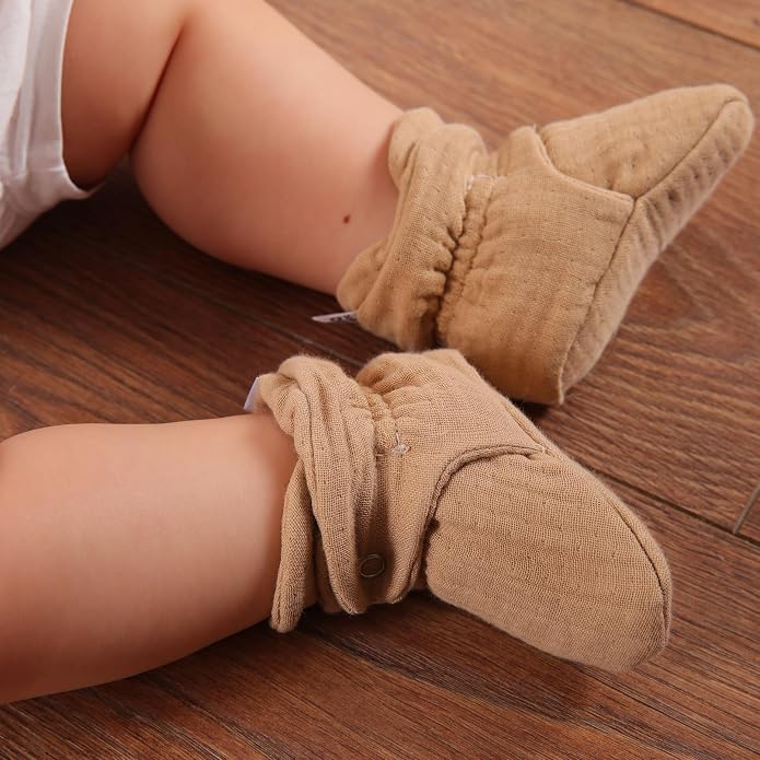 Ella Bonna Baby Booties Organic Cotton Muslin Newborn Baby Slippers Baby Boy - Image 2