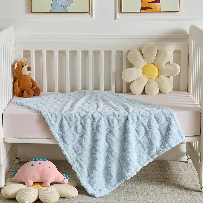 5 Pcs Baby Blanket Heart Checkered Ultra Soft Gift-Ready Plush - Image 5