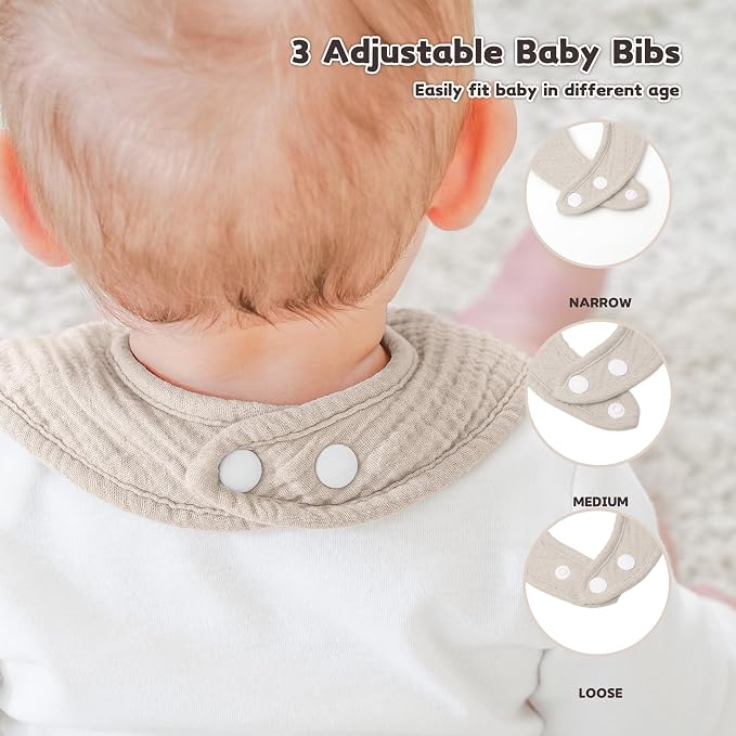 Susurration Muslin Baby Drool Bibs 6Pack Soft Square Adjustable Baby Bandana - Image 5