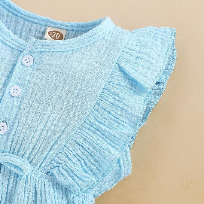 YOUNGER TREE Toddler Baby Girl Ruffled Sleeveless Romper Casual Summer Jumpsuit - Image 4