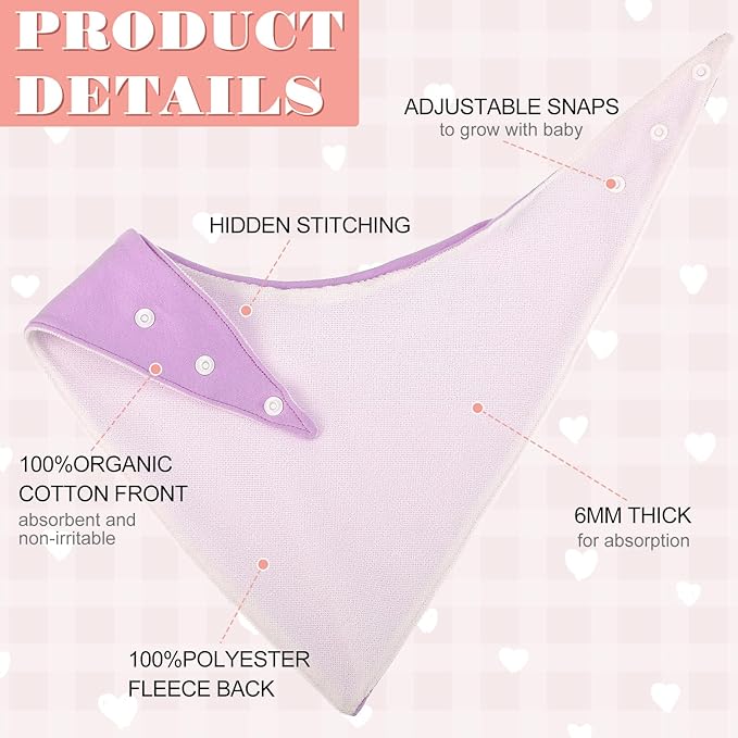 Janmercy 5 Pack Adult Drool Bandana Bibs Soft Large Absorbent Bibs Set | - Image 3