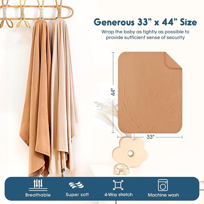 Newborn Swaddle Blanket, Ultra Soft Stretchy Jersey Knit Receiving Blankets 2 - Image 3