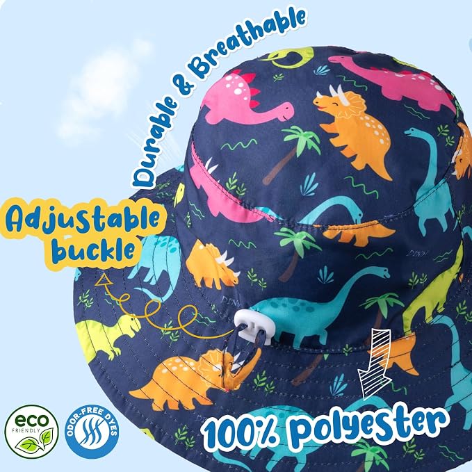 Baby Sun Hat Kids Summer Sun Protection Toddler Bucket Hat Wide Brim Adjustable - Image 3