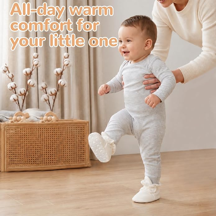 Pro Goleem Unisex Cotton Baby Booties, Warm Cozy Stay-On Baby Slippers - Image 2