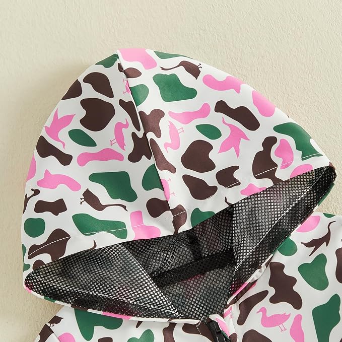 Toddler Baby Boy Windbreaker Jacket Camo Zipper Hooded Rain Coat - Image 6