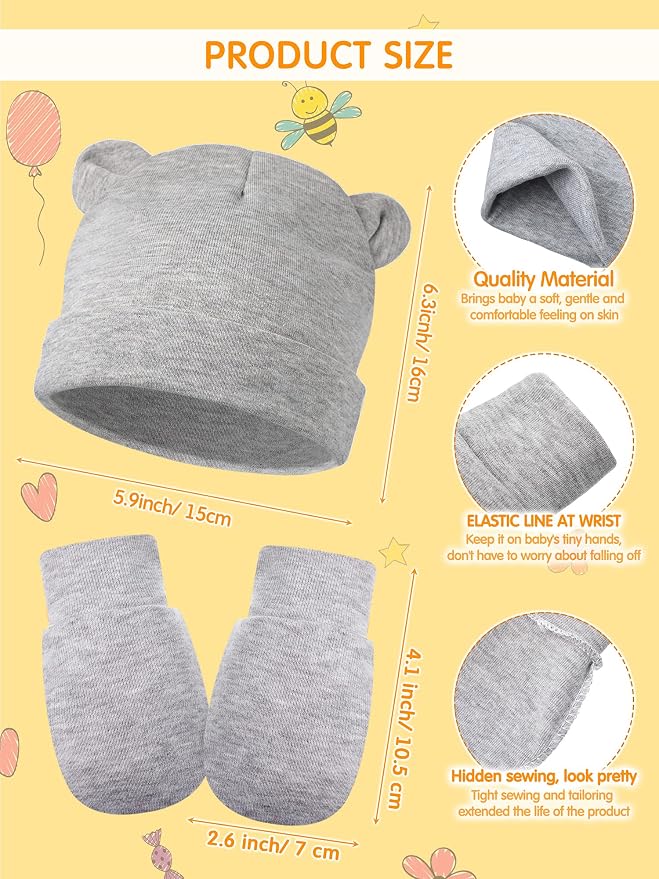 Geyoga 12 Pcs Baby Hat | Newborn Hats Mittens - Image 5