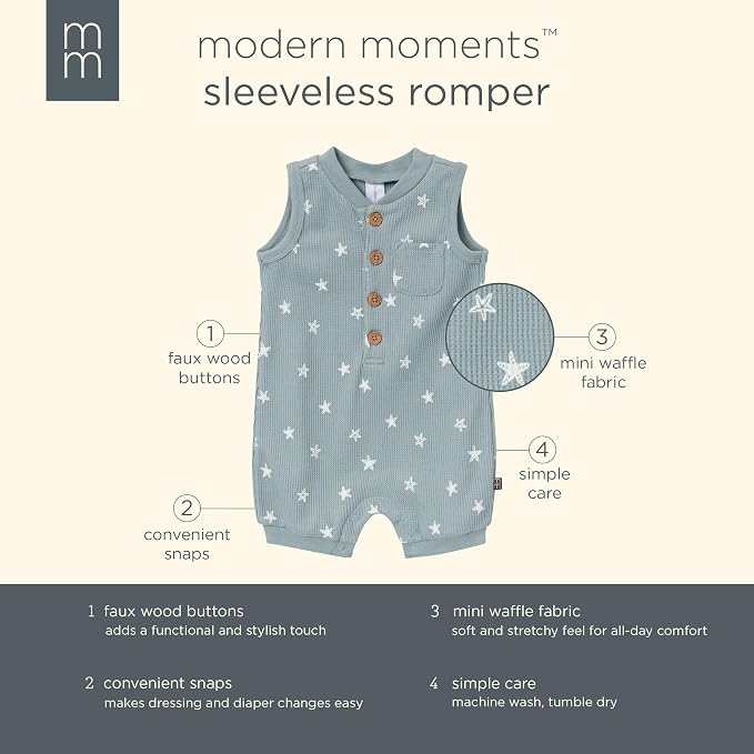 Modern Moments by Gerber Baby Boys' Sleeveless Romper - Image 6