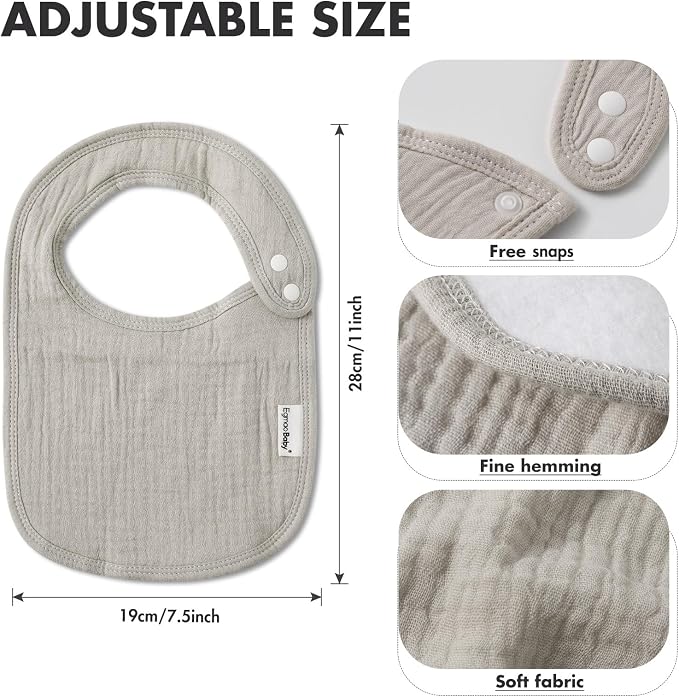 Muslin Baby Bibs for Drooling and Teething, Bibs for Boys Girls | Soft Cotton - Image 6