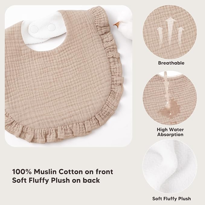 Bearmoss 8 Pack Muslin Baby Bibs - Image 4