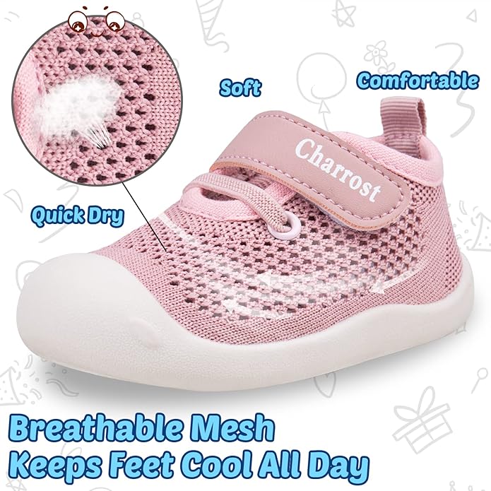 Baby Walking Shoes Toddler Girl Boy Soft Sole Breathable Cotton Canvas Shoes Infant Lightweight Non-Slip Safer Slip-on First Walkers Shoes Casual Tennis Wide Sneakers Rubber Soles Running Outdoor
