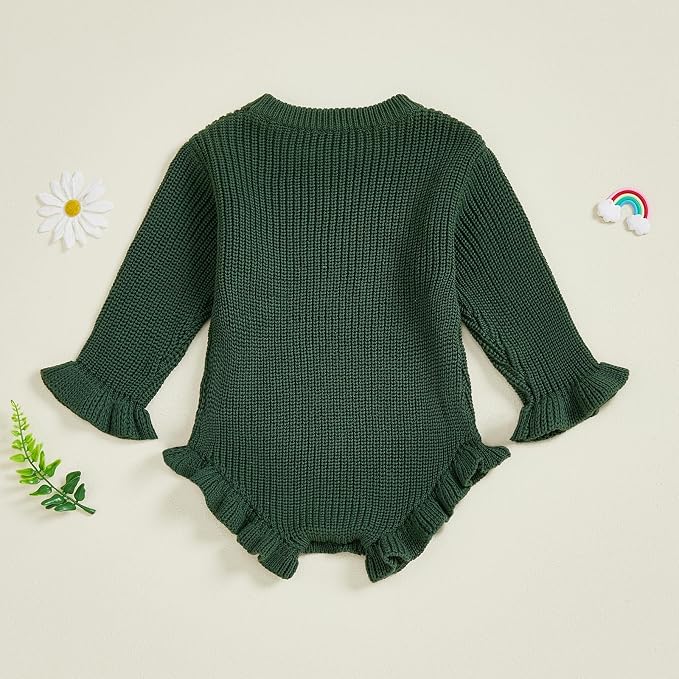 Mubineo Baby Girl Fall Winter Clothes Basic Plain Cute Sweater Romper Outfit - Image 5