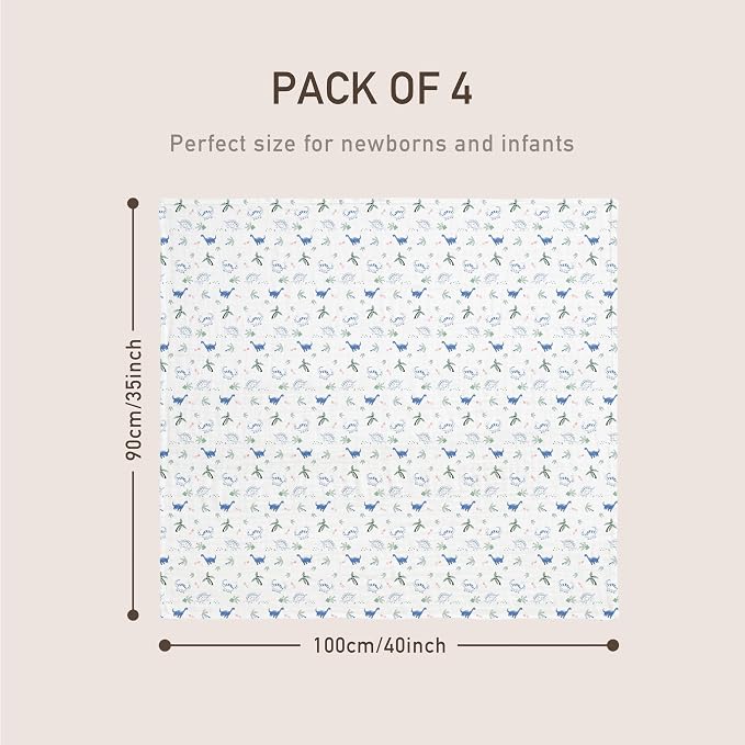 GLLQUEN BABY Muslin Swaddle Blankets 4Pk Receiving Blanket Large 35" x 40" | - Image 6
