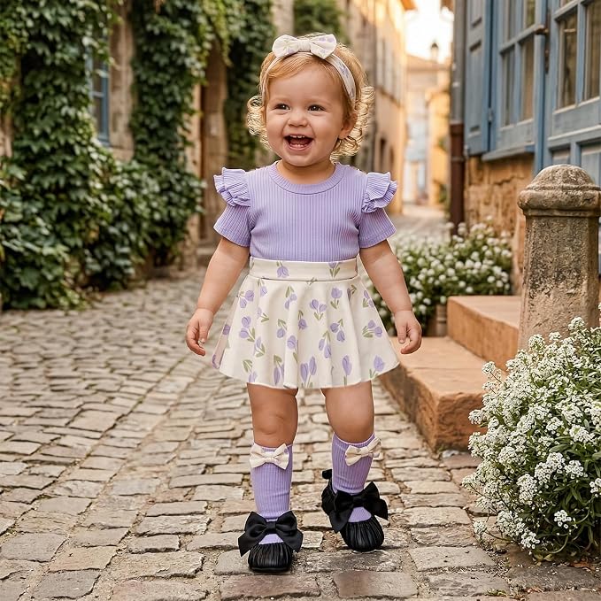Giraropa Newborn Baby Girl Clothes Smocked Bubble Romper Dress + Socks + - Image 2