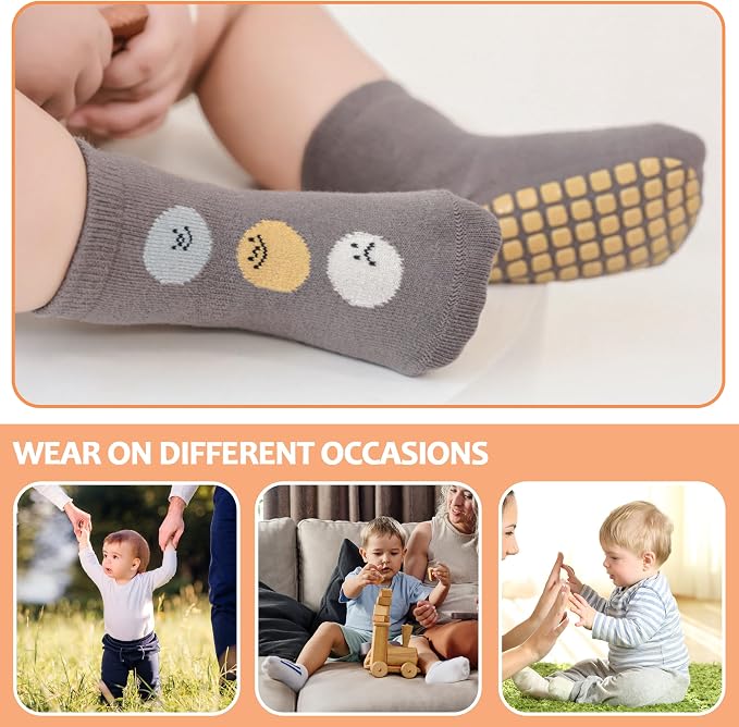 TRUEHAN 5 Pairs Toddler Non Slip Socks - Image 6